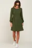 Olive Terry Knit Long Sleeve Dress sold by Pinkblush