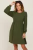 Olive Terry Knit Long Sleeve Dress sold by Pinkblush