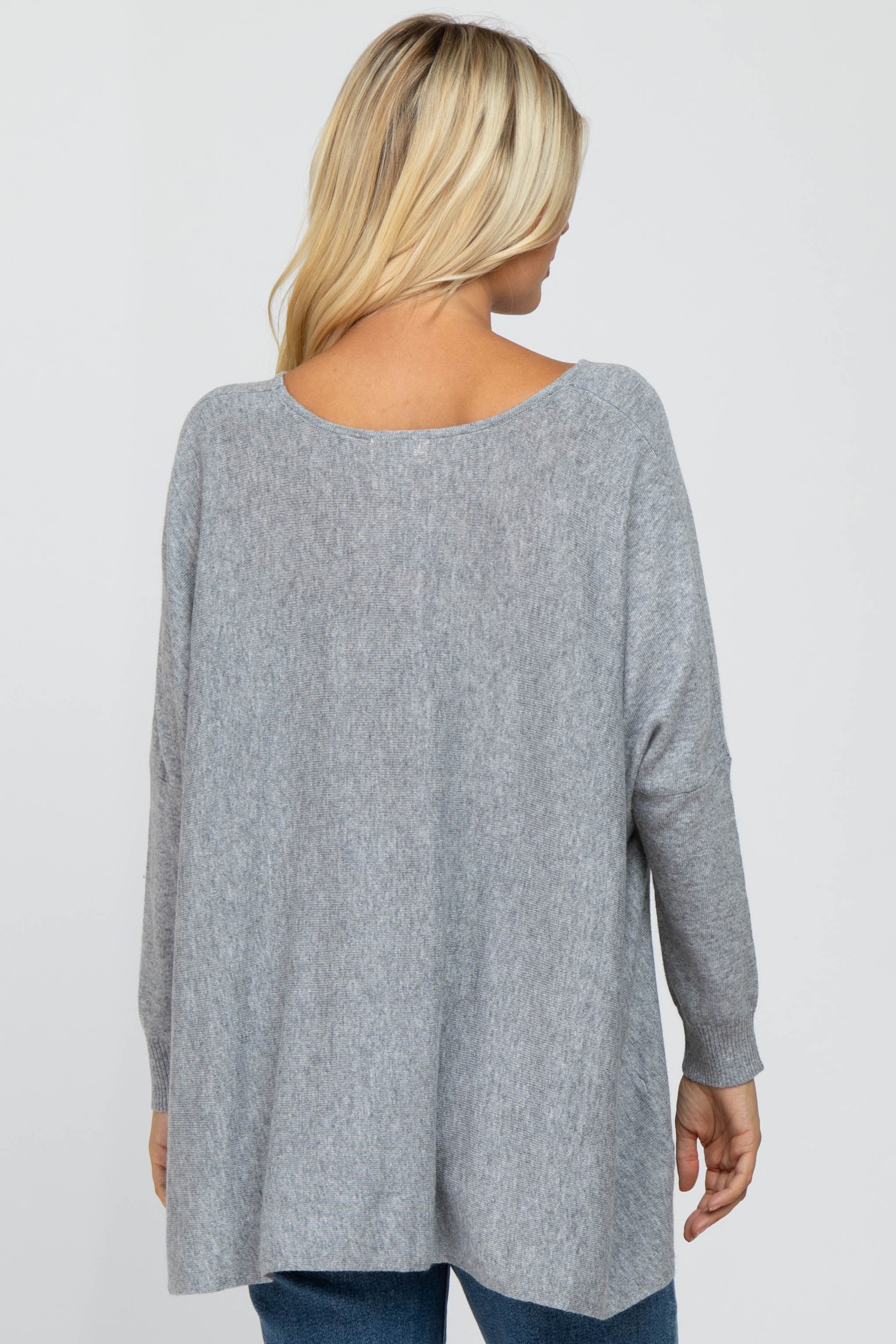 Grey Soft Knit Dolman Sleeve Sweater sold by Pinkblush product image thumbnail 3