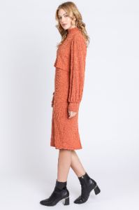 Rust Rib Knit Mock Neck Nursing Dress sold by Pinkblush