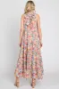Blue Floral Ruffle Mock Neck Tiered Maxi Dress sold by Pinkblush
