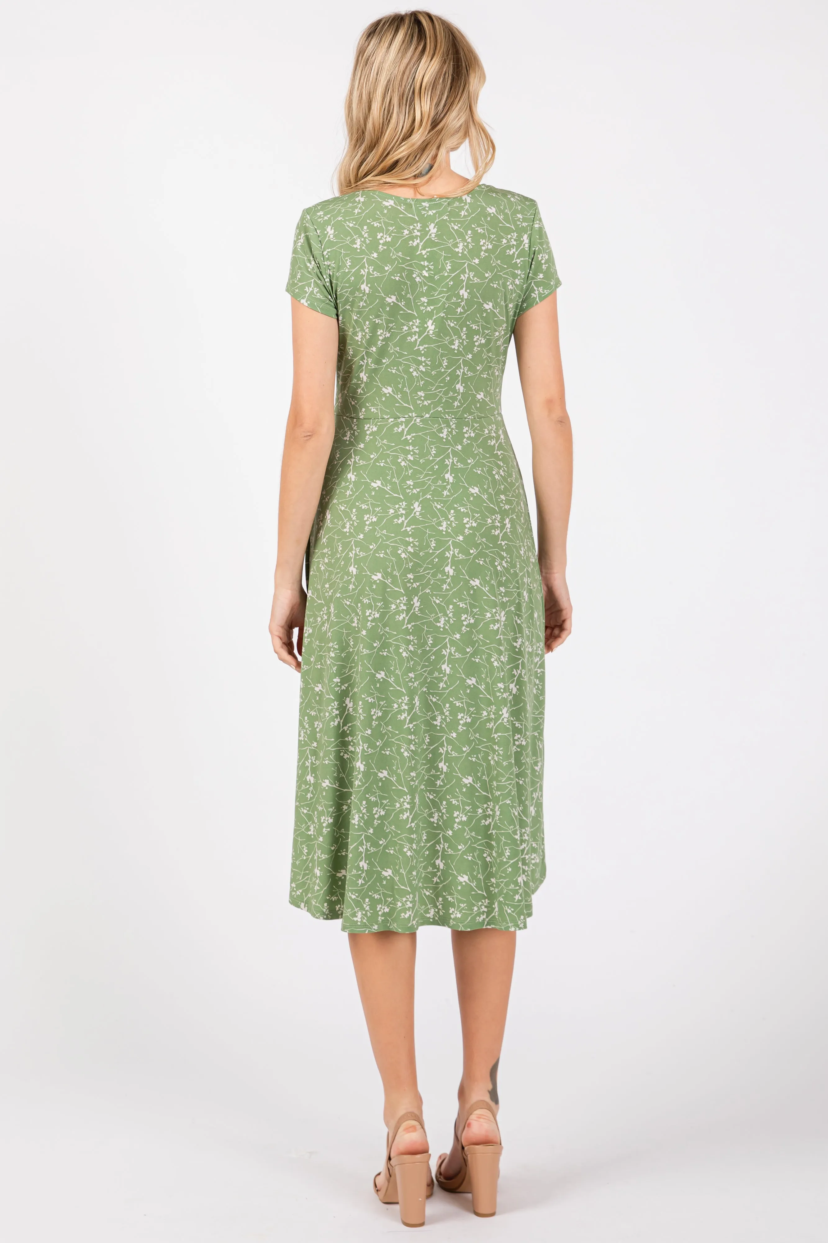 Green Floral Hi-Lo Wrap Dress sold by Pinkblush product image thumbnail 3