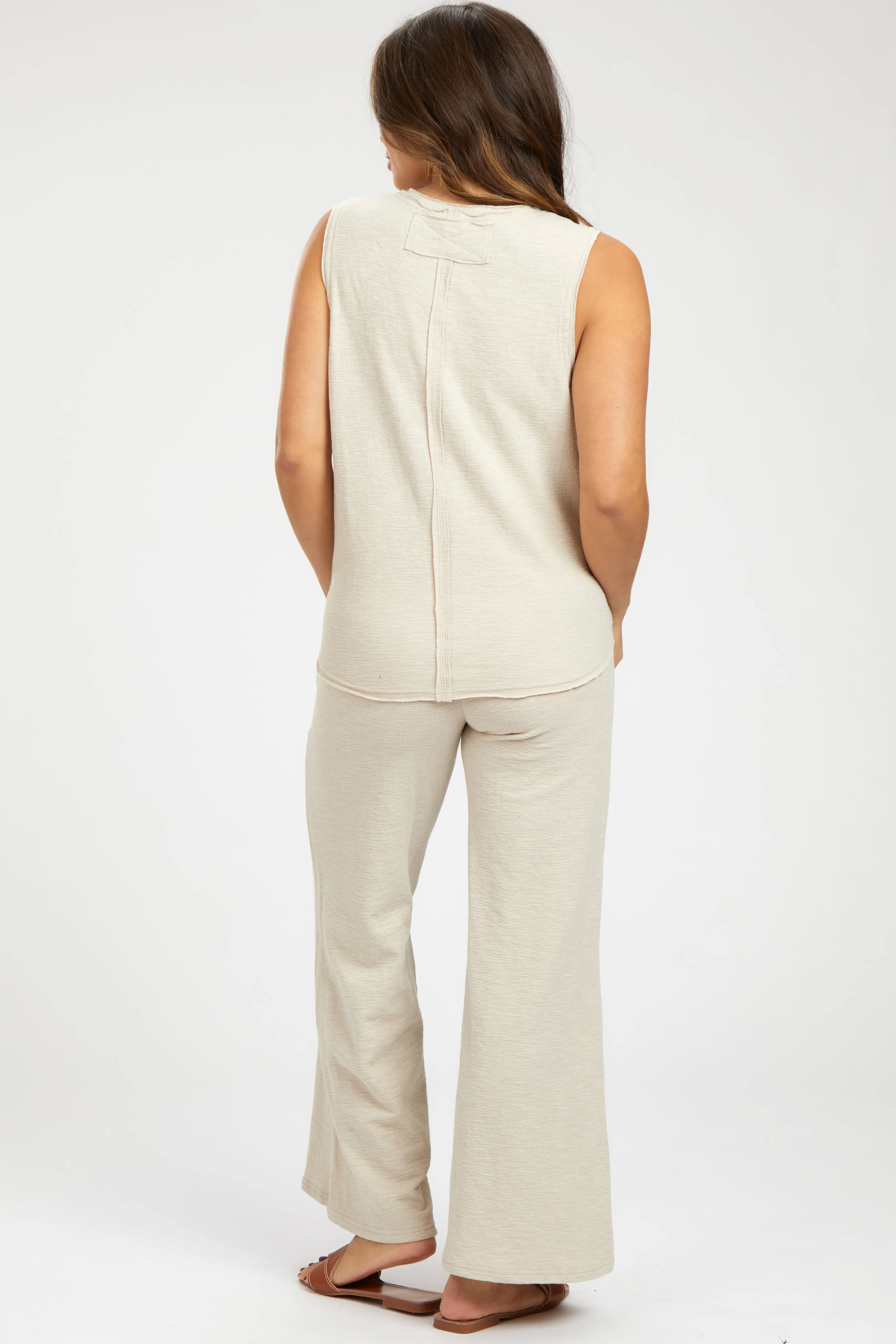 Beige Slub Knit Maternity Pants Set sold by Pinkblush product image thumbnail 4