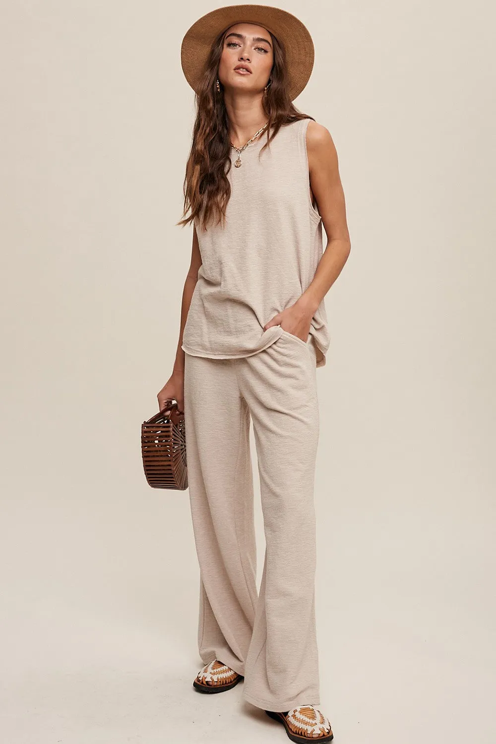 Beige Slub Knit Maternity Pants Set sold by Pinkblush product image thumbnail 5