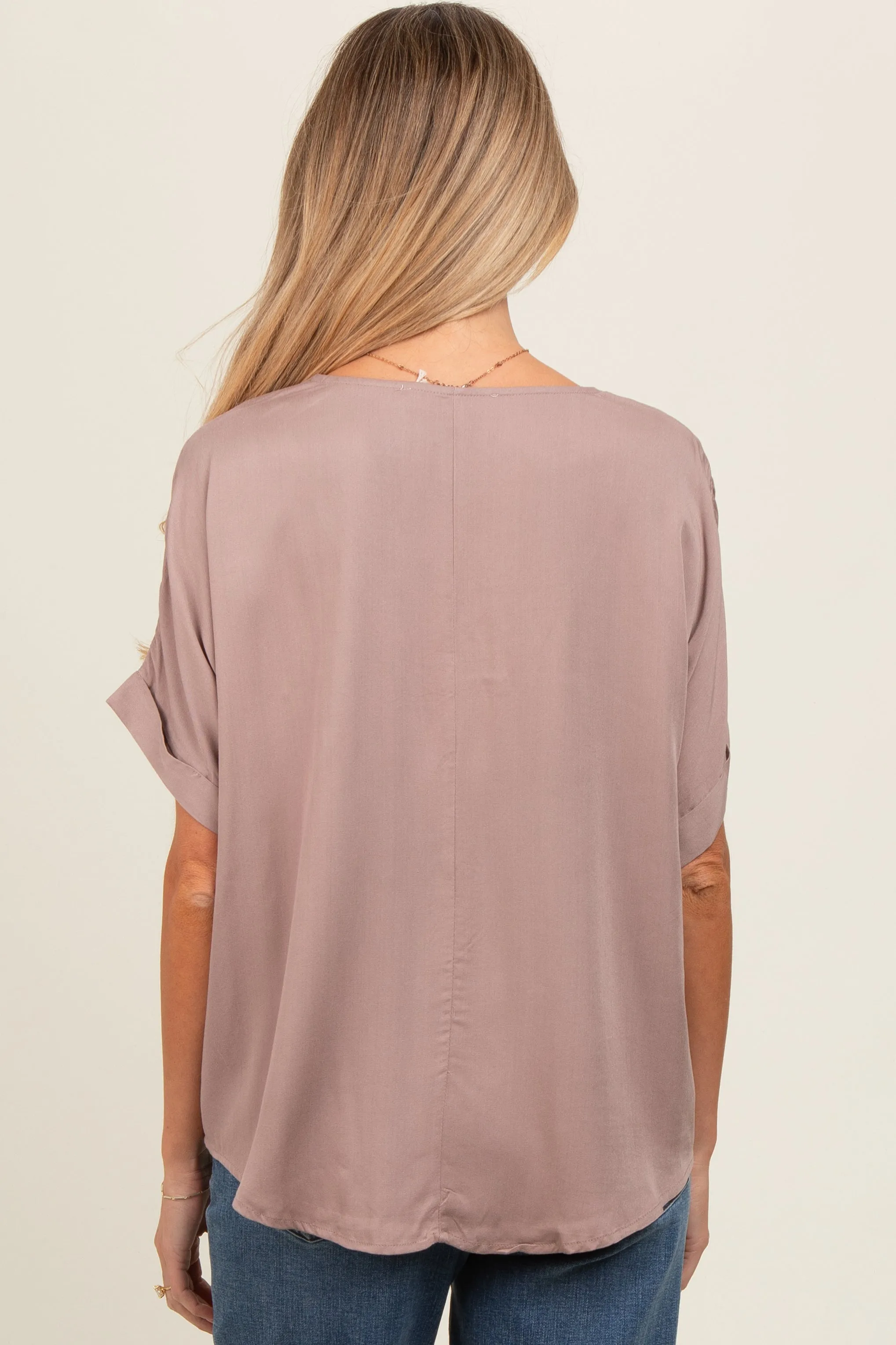 Mocha V-Neck Pin-Tuck Detail Maternity Top sold by Pinkblush product image thumbnail 2