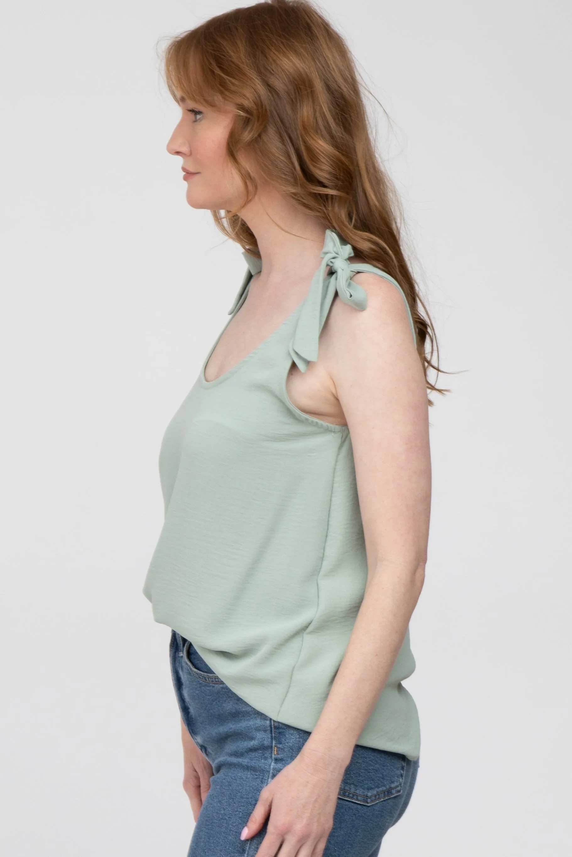 Sage Bow Shoulder Accent Sleeveless Top sold by Pinkblush product image thumbnail 3