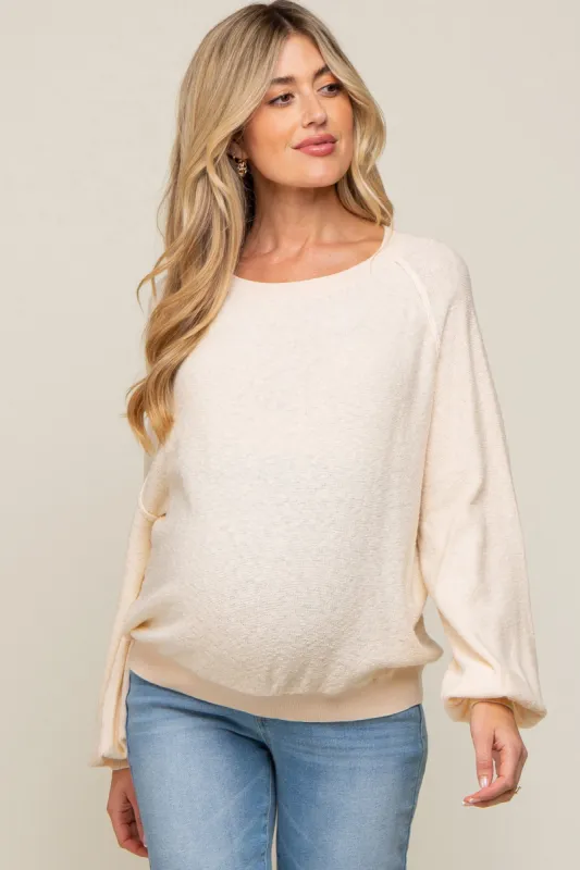 Cream Knit Long Sleeve Maternity Top sold by Pinkblush