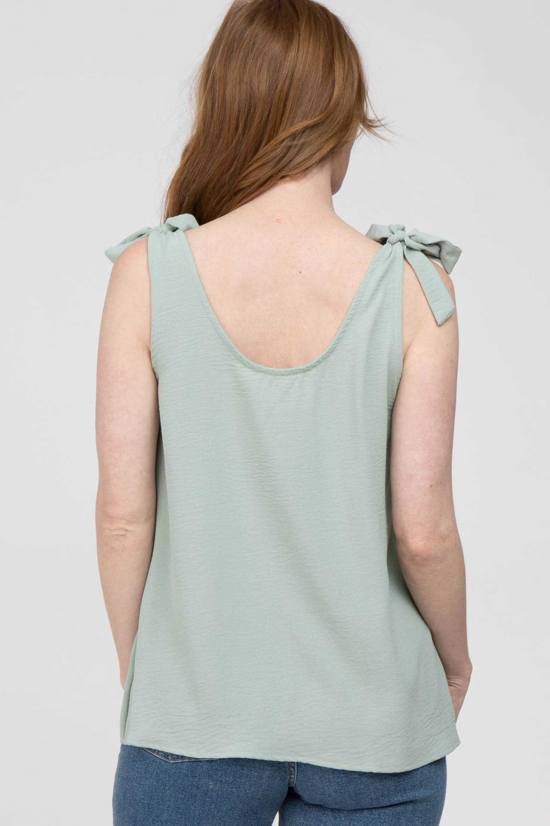 Sage Bow Shoulder Accent Sleeveless Top sold by Pinkblush product image thumbnail 4