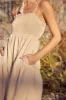 Beige Smocked Cut-Out Back Tiered Midi Dress sold by Pinkblush