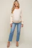 Cream Knit Long Sleeve Maternity Top sold by Pinkblush