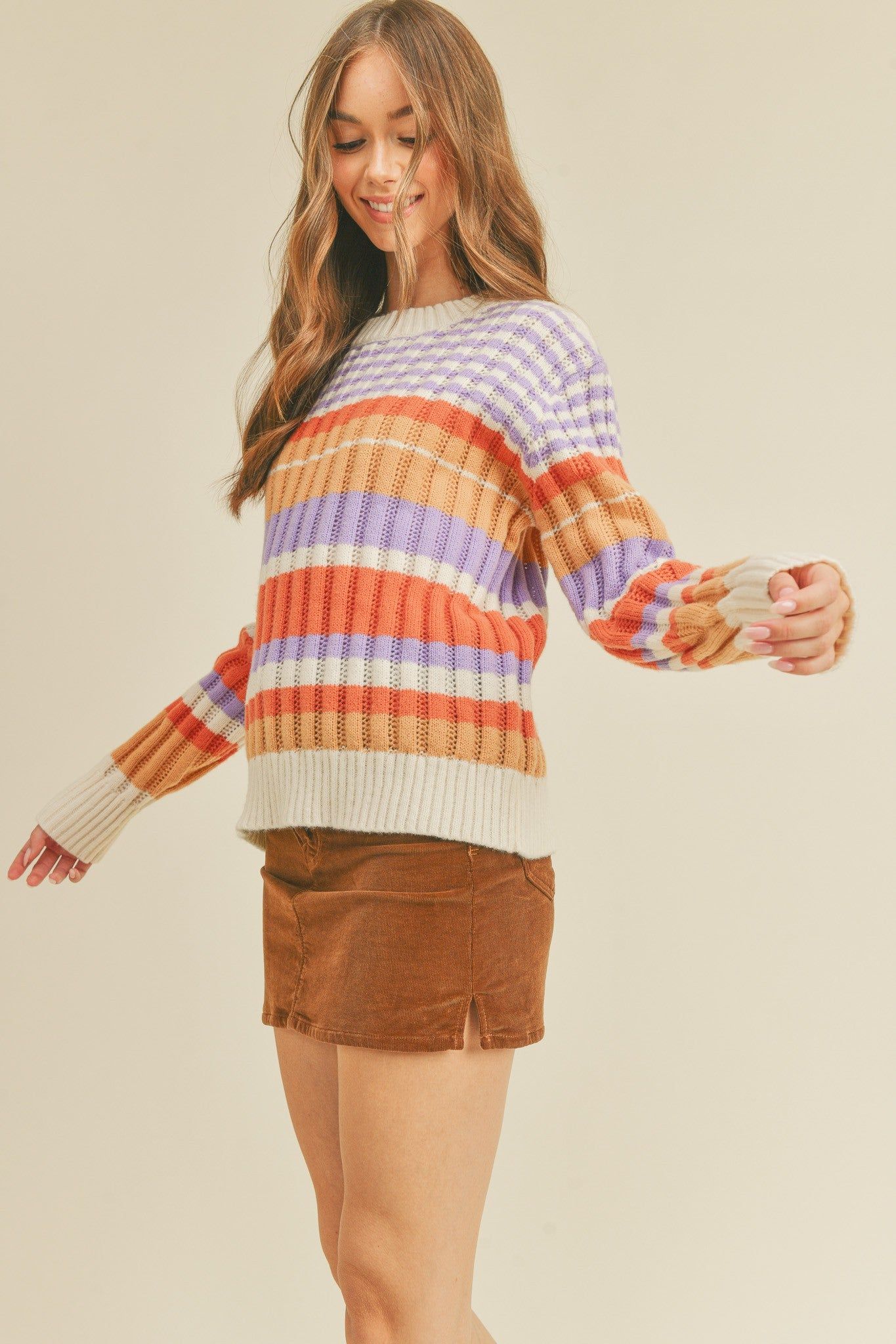 Lavender Multicolor Striped Pullover Sweater sold by Pinkblush product image thumbnail 2