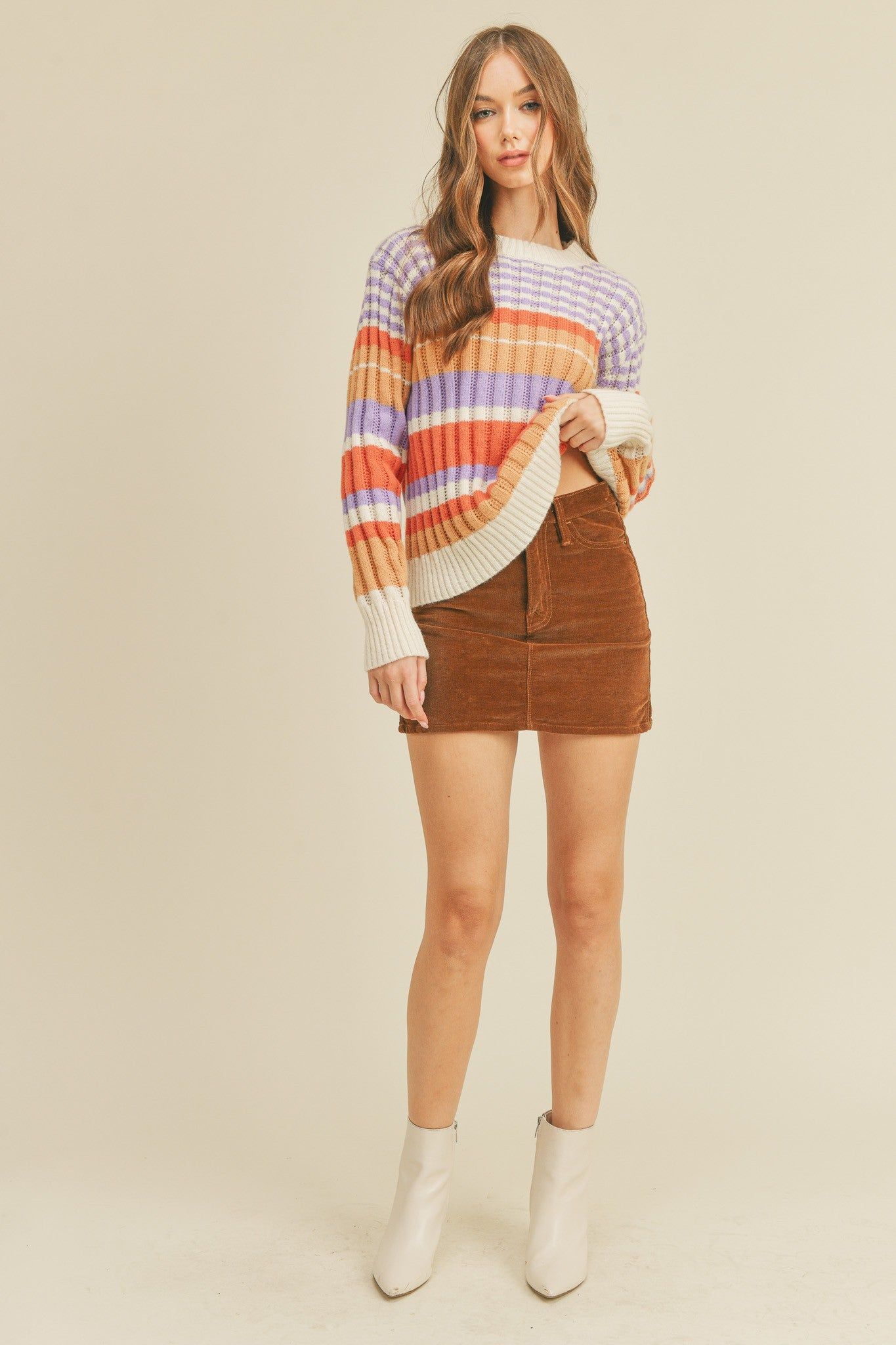 Lavender Multicolor Striped Pullover Sweater sold by Pinkblush product image thumbnail 4