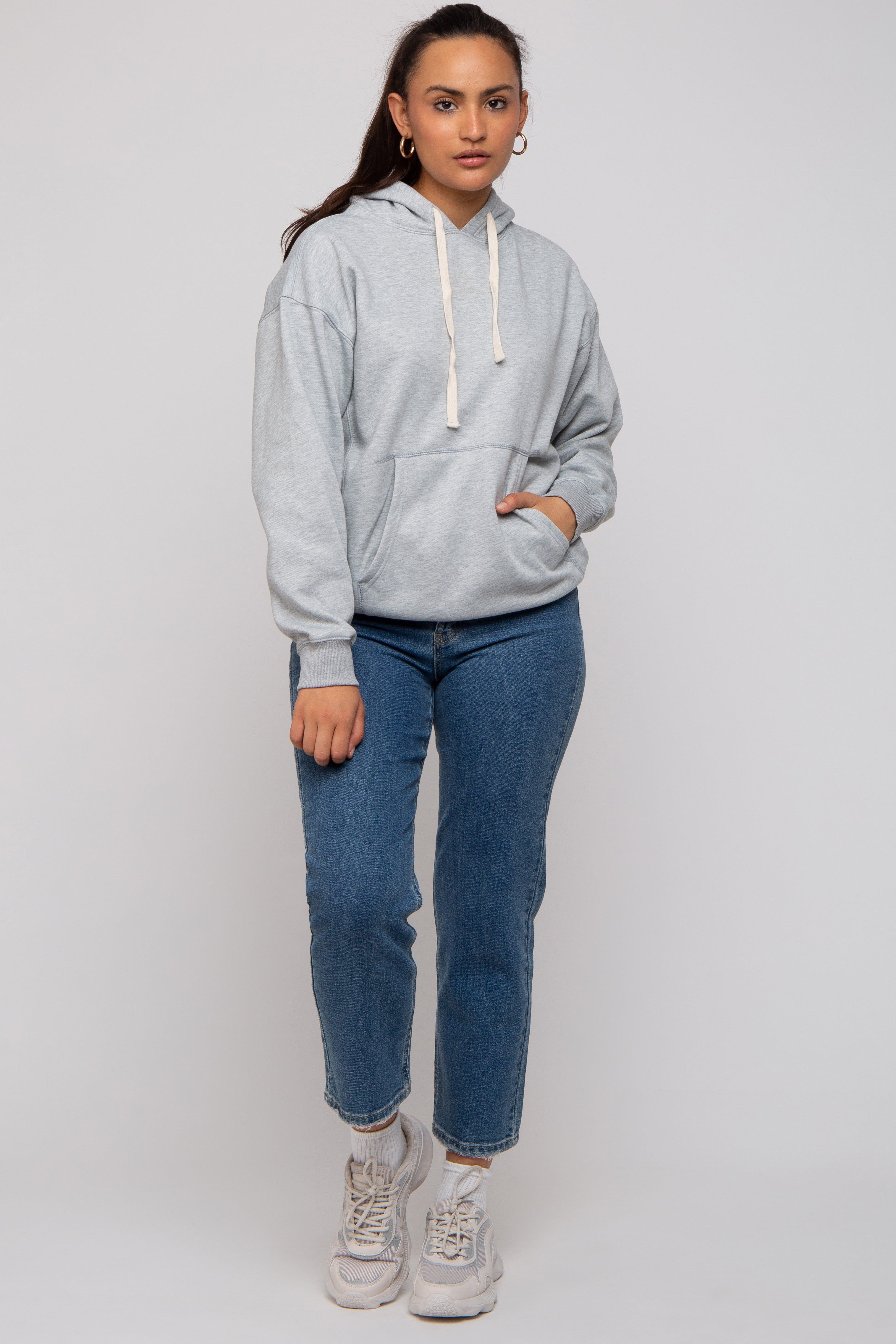 Heather Grey Basic Fleece Hoodie sold by Pinkblush product image thumbnail 4