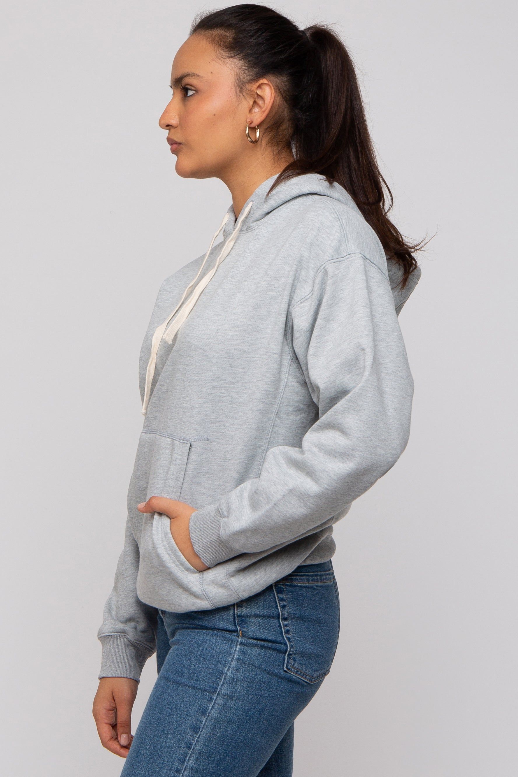Heather Grey Basic Fleece Hoodie sold by Pinkblush product image thumbnail 2