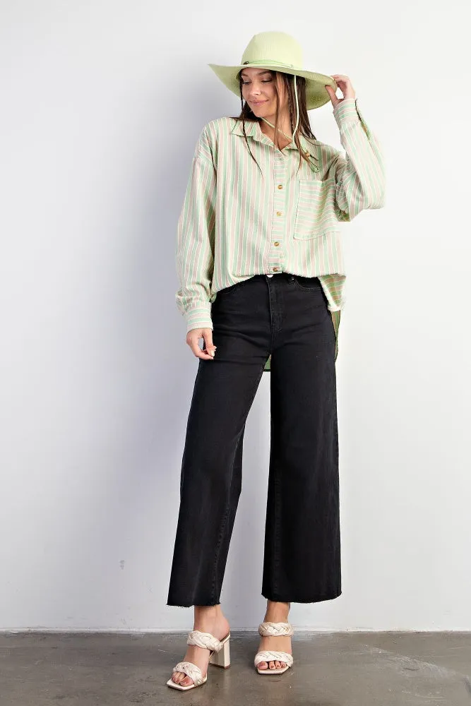 Sage Sand Stripe Button Down Soft Washed Shirt sold by Pinkblush product image thumbnail 4