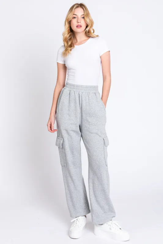Heather Grey Fleece Cargo Sweatpants sold by Pinkblush