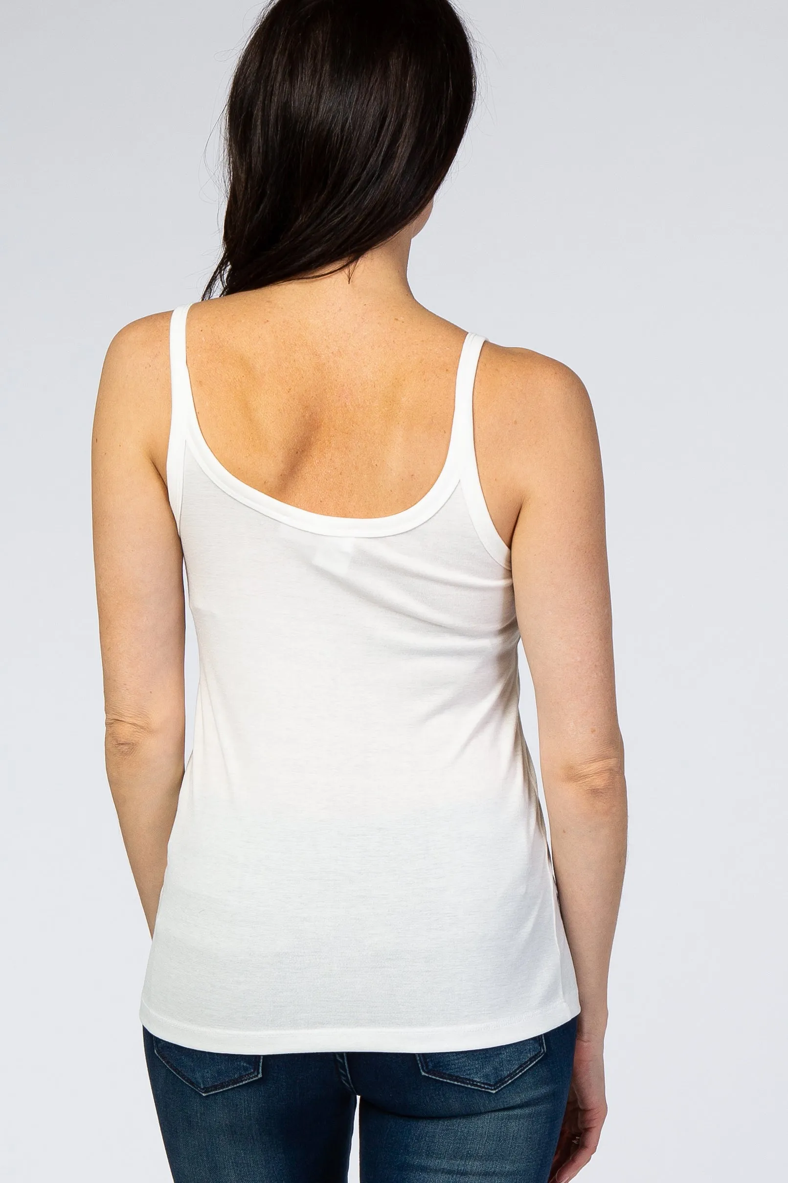 White Fitted Scoop Neck Tank Top sold by Pinkblush product image thumbnail 3