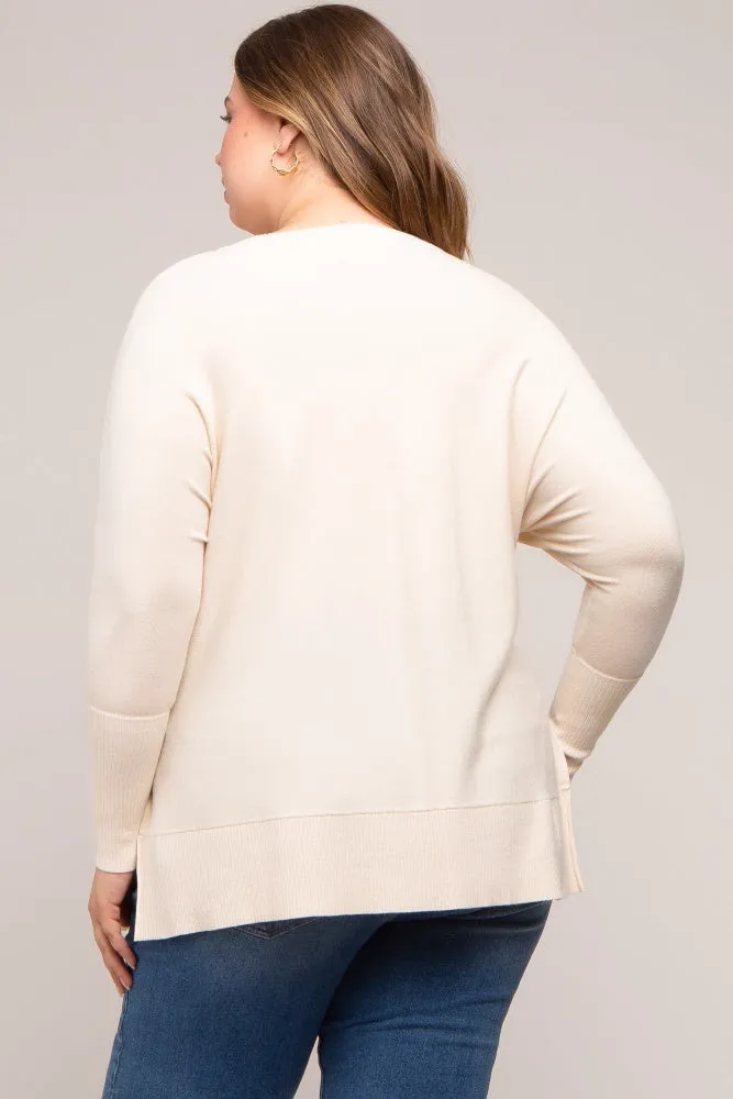 Cream Knit Long Dolman Sleeve Plus Maternity Top sold by Pinkblush product image thumbnail 2