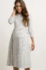 Ivory Ribbed Striped Maternity Midi Dress sold by Pinkblush