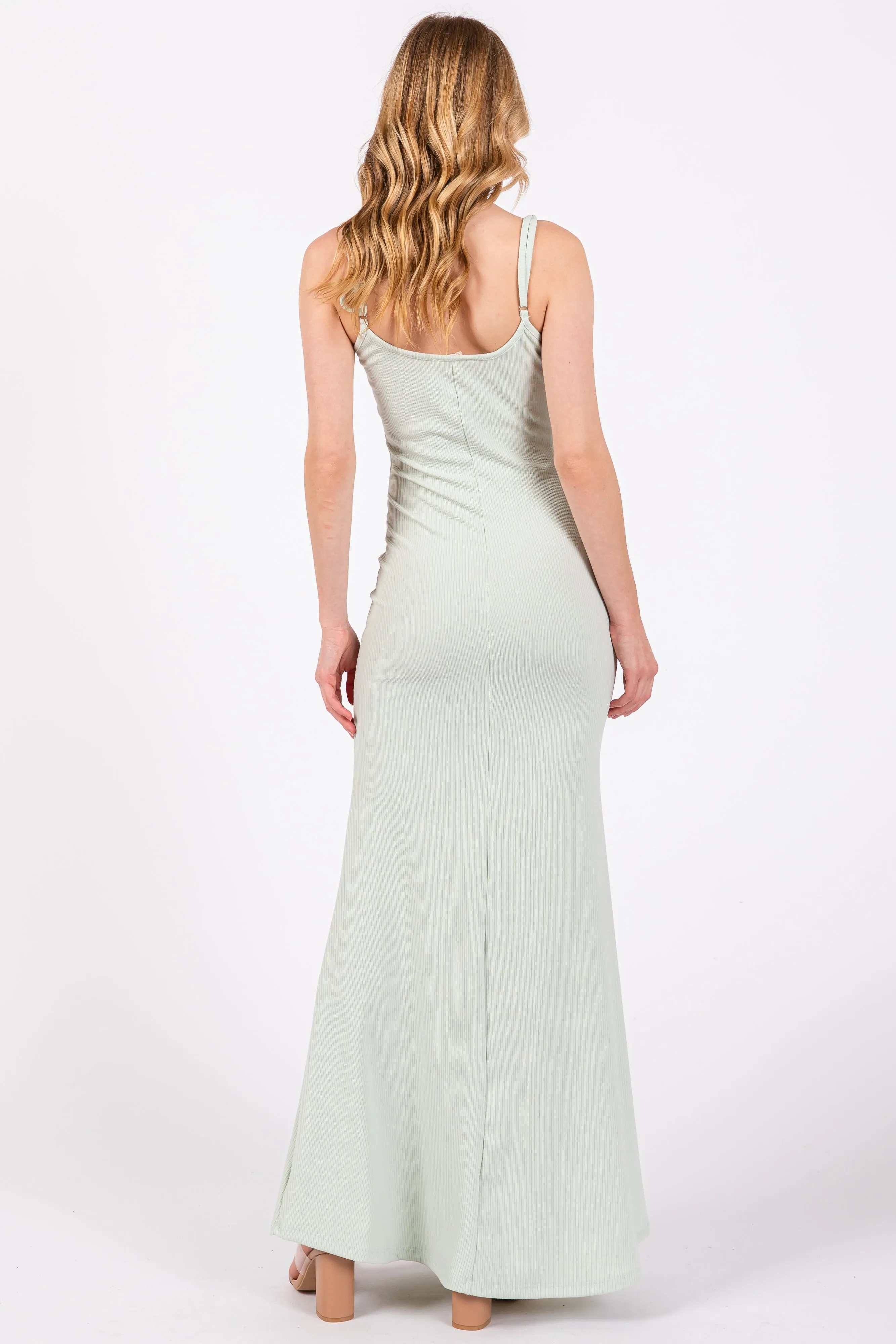 Mint Sleeveless Ribbed Maxi Dress sold by Pinkblush product image thumbnail 3