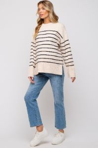 Black Striped Maternity Sweater sold by Pinkblush