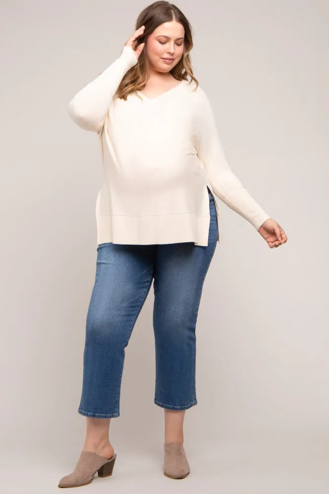 Cream Knit Long Dolman Sleeve Plus Maternity Top sold by Pinkblush