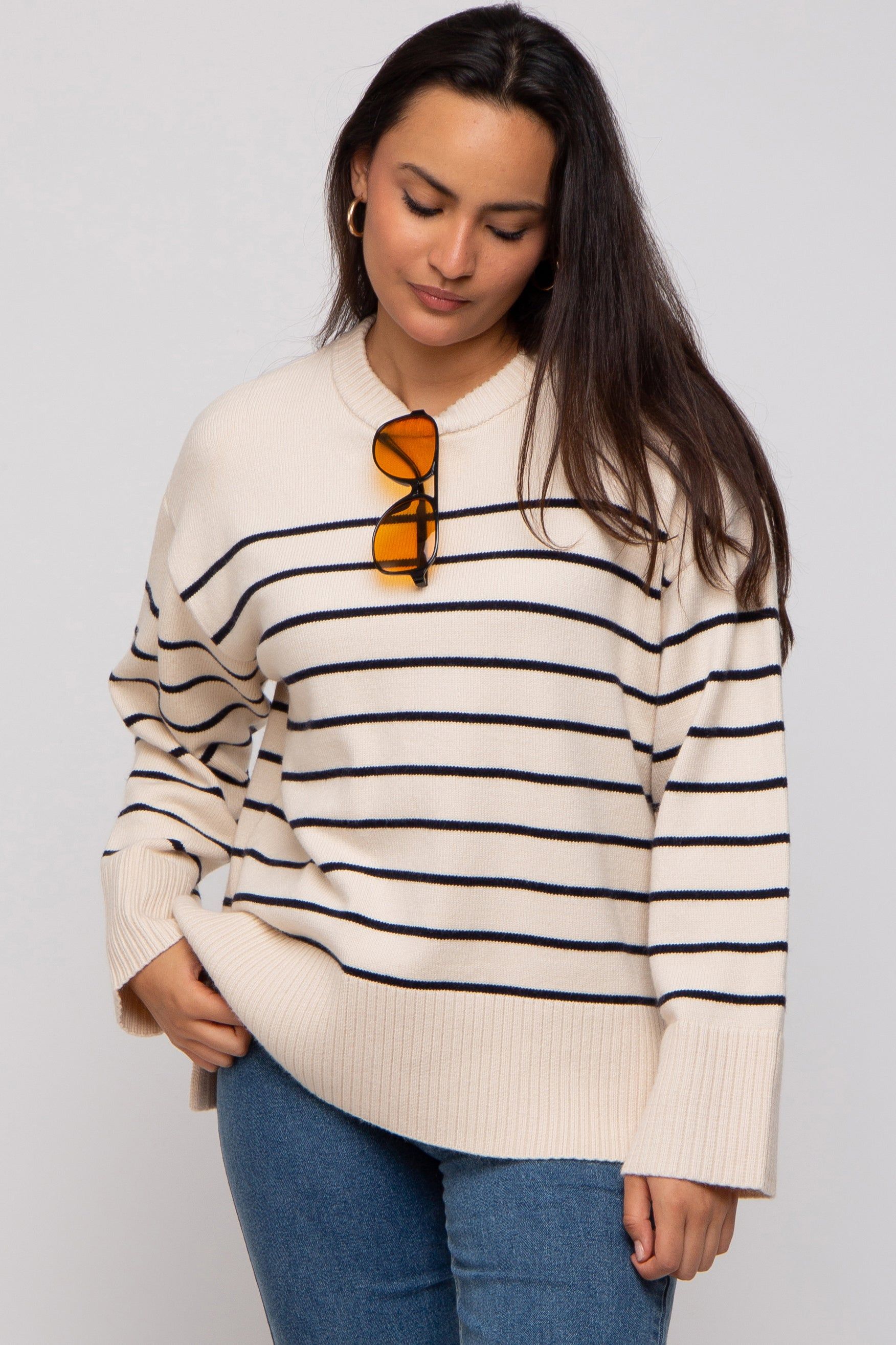 Black Striped Maternity Sweater sold by Pinkblush product image thumbnail 5