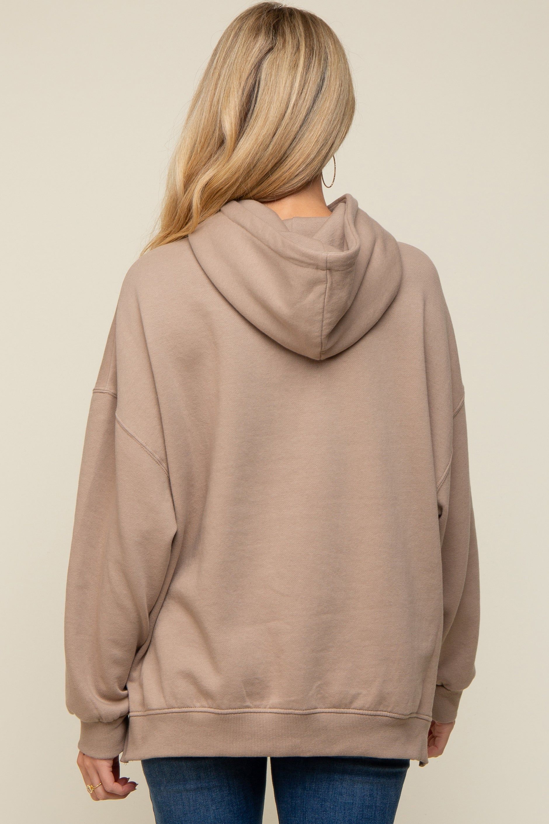 Taupe Drawstring Maternity Hoodie sold by Pinkblush product image thumbnail 3