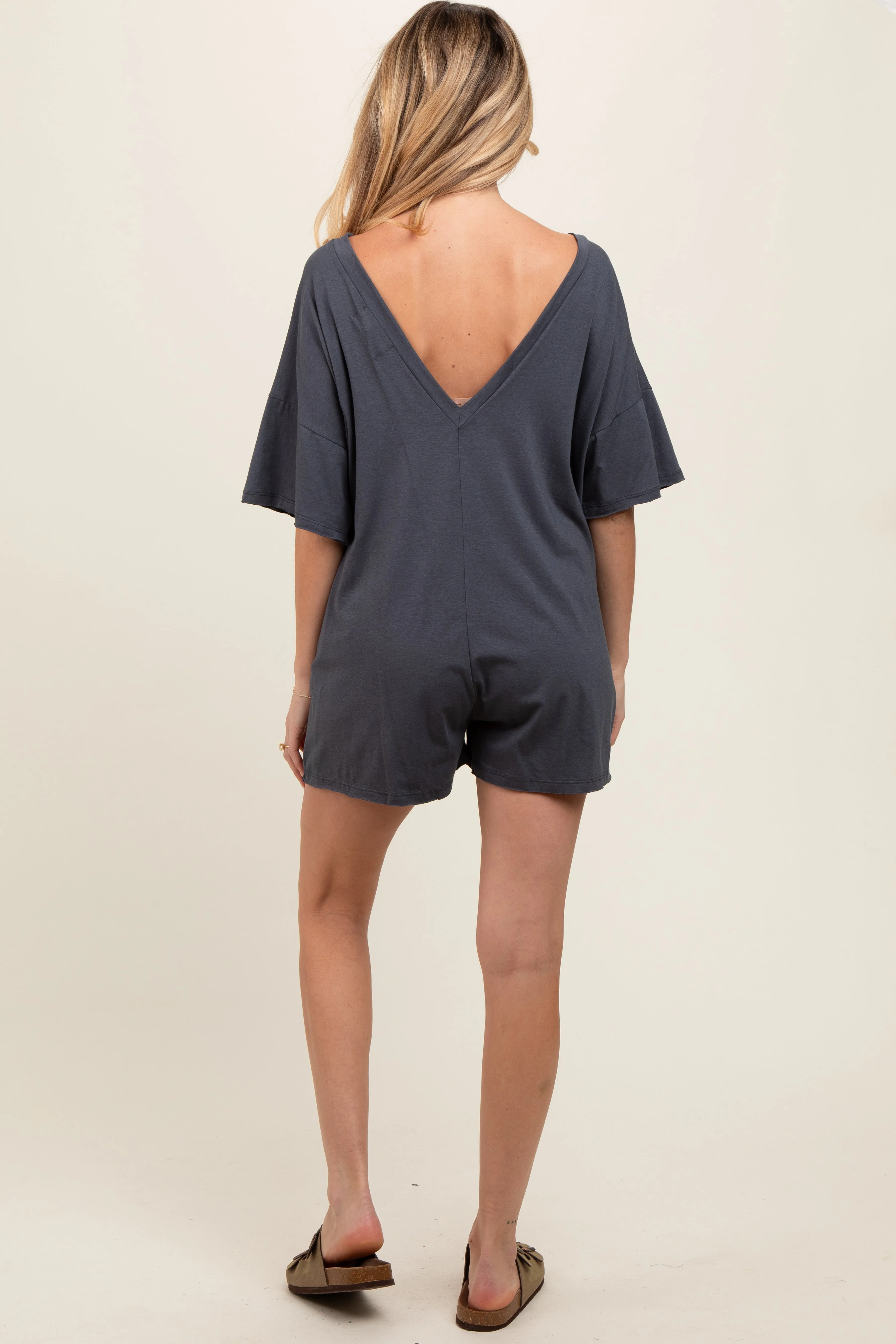 Charcoal Basic Maternity Romper sold by Pinkblush product image thumbnail 3