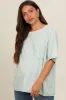 Mint Green Vintage Wash Oversized Maternity Tee sold by Pinkblush