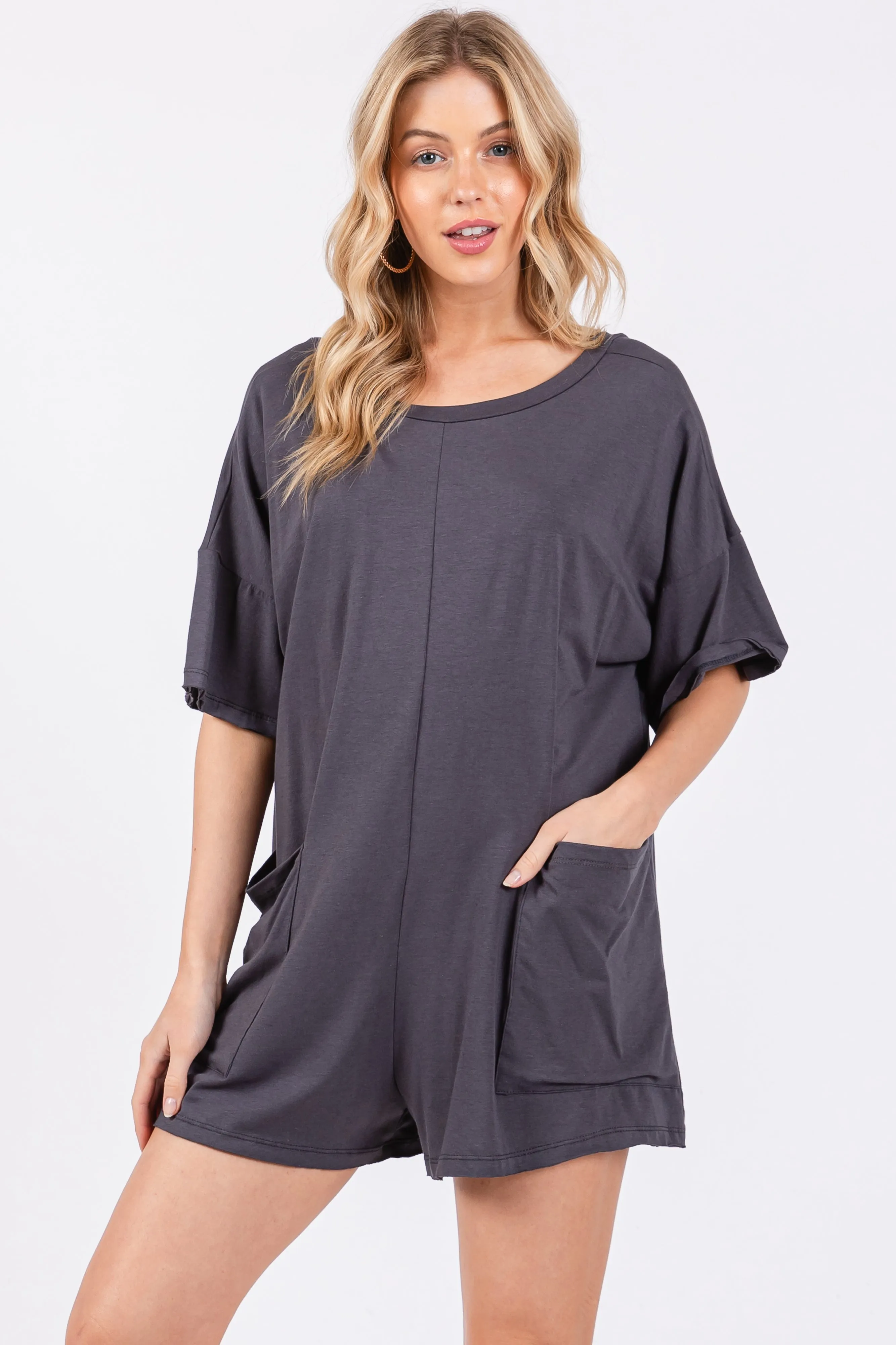 Charcoal Basic Maternity Romper sold by Pinkblush product image thumbnail 5
