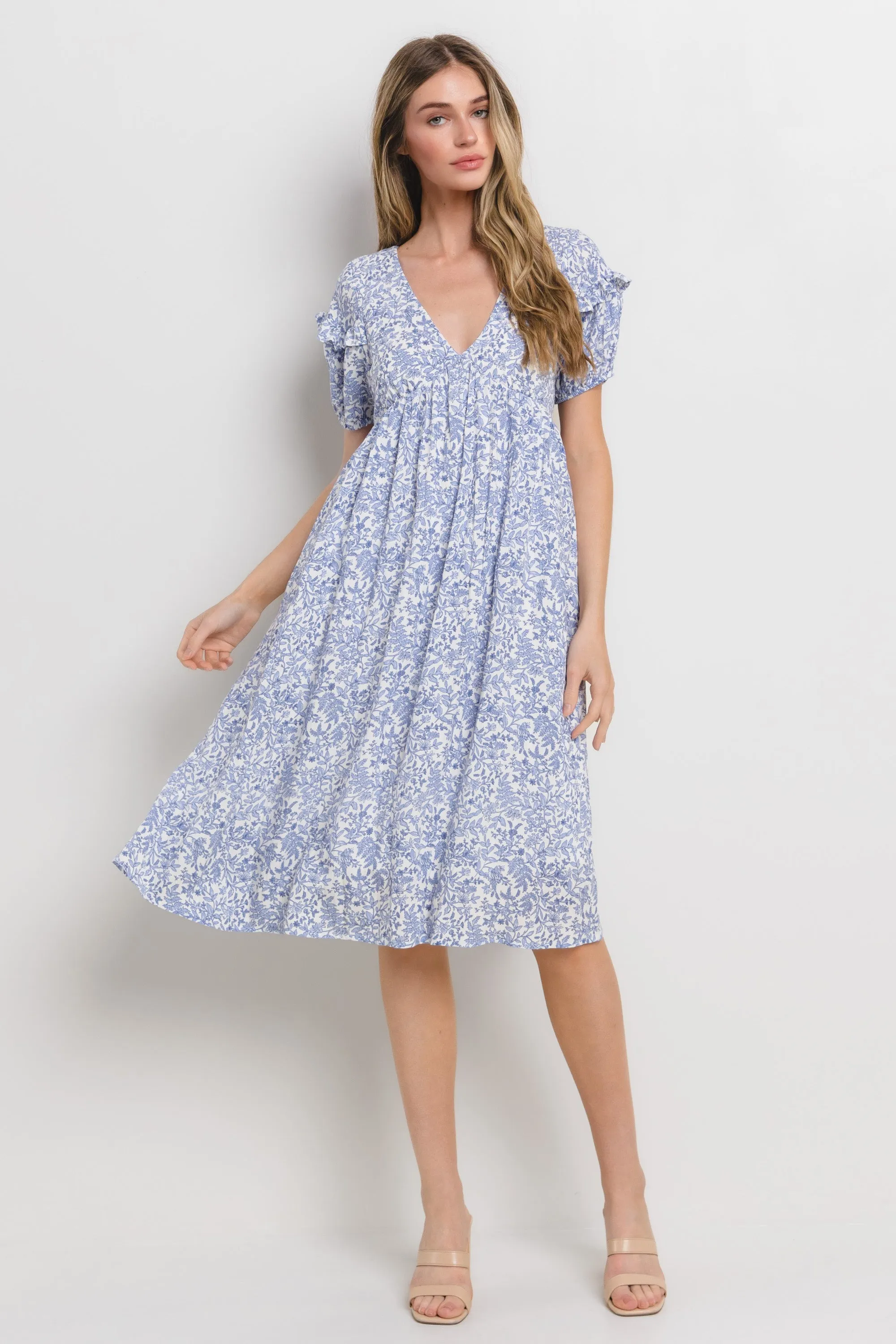 Blue Floral Tie Back Midi Dress sold by Pinkblush
