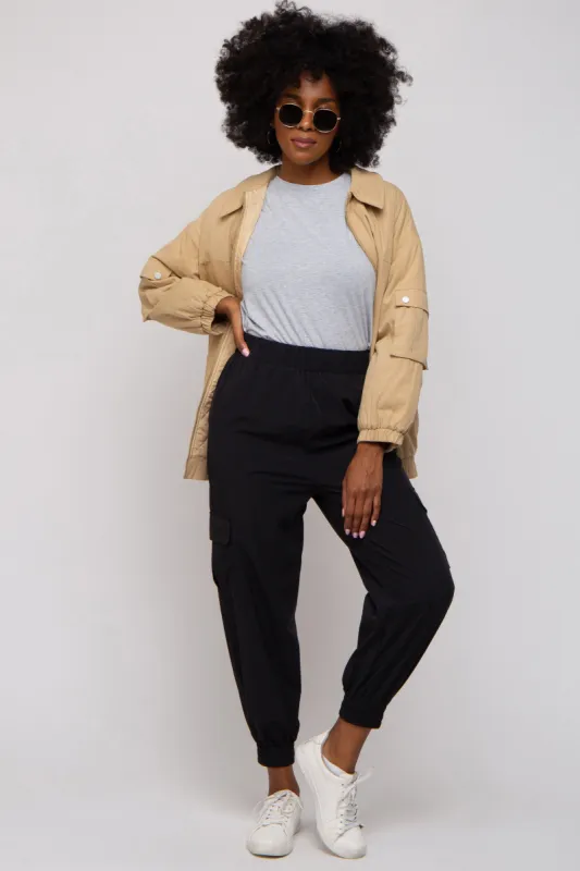 Black Cargo Joggers sold by Pinkblush