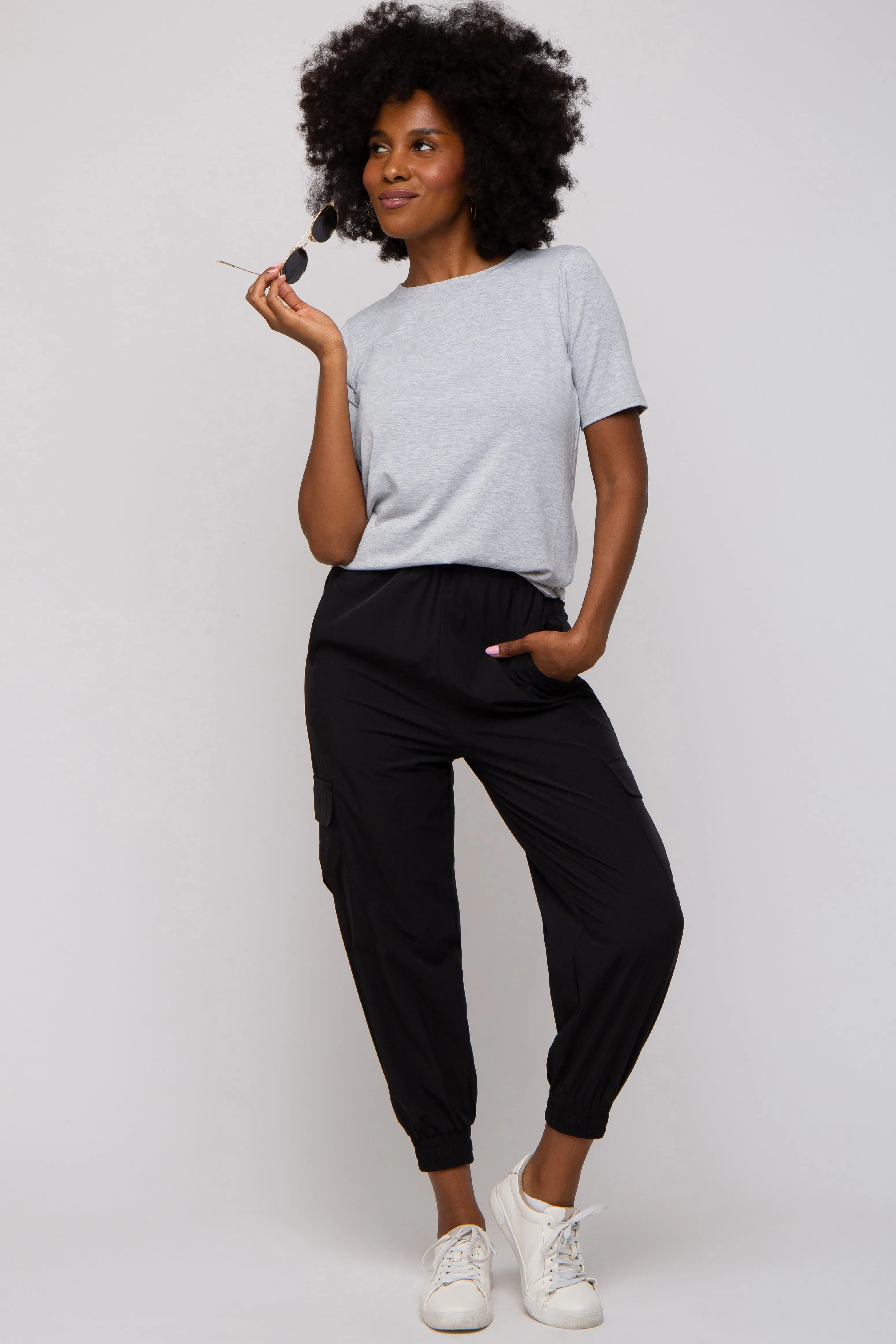 Black Cargo Joggers sold by Pinkblush product image thumbnail 2