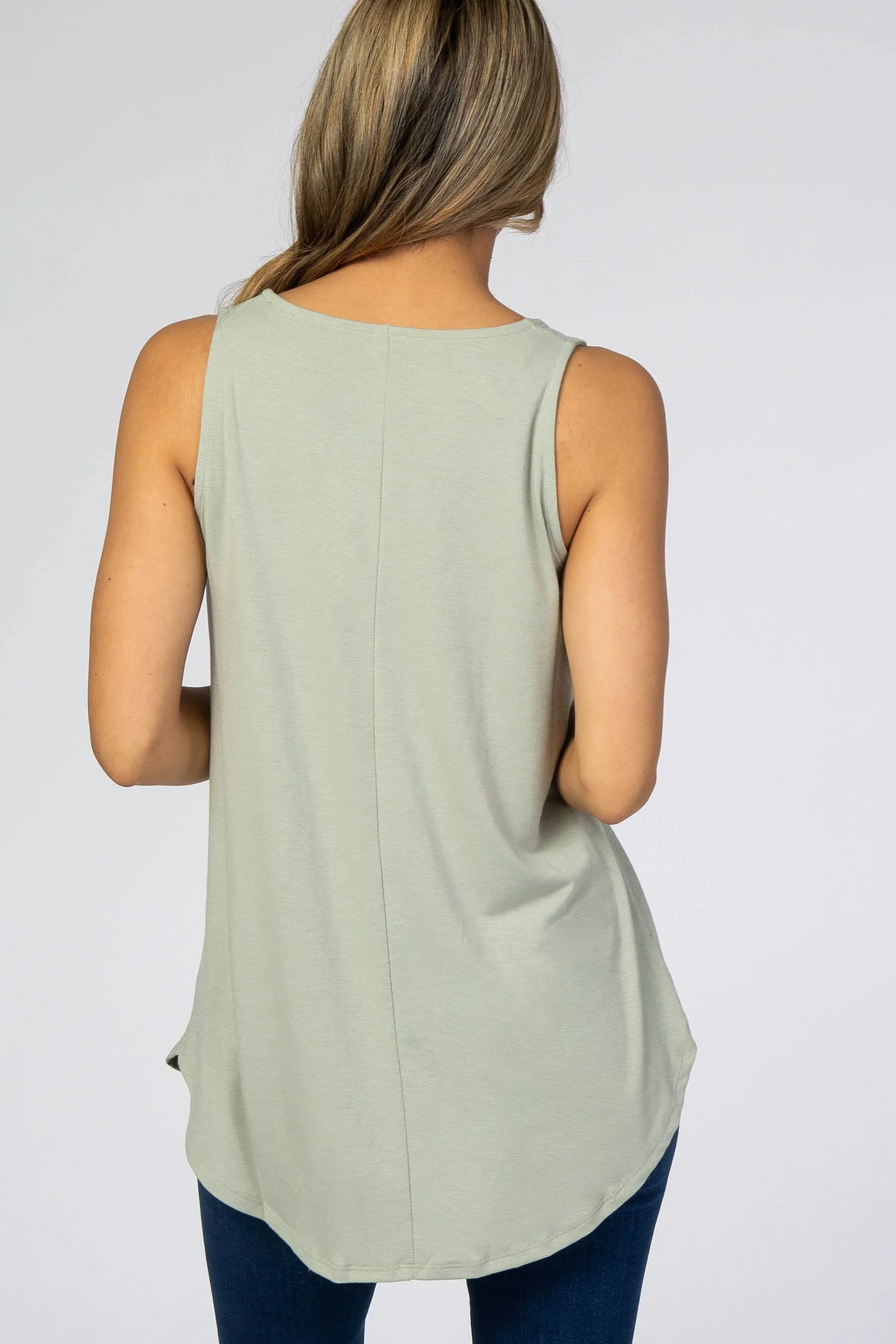 Light Olive Rounded Hem Sleeveless Top sold by Pinkblush product image thumbnail 4