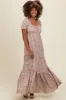 Cream Floral Button Accent Maxi Dress sold by Pinkblush