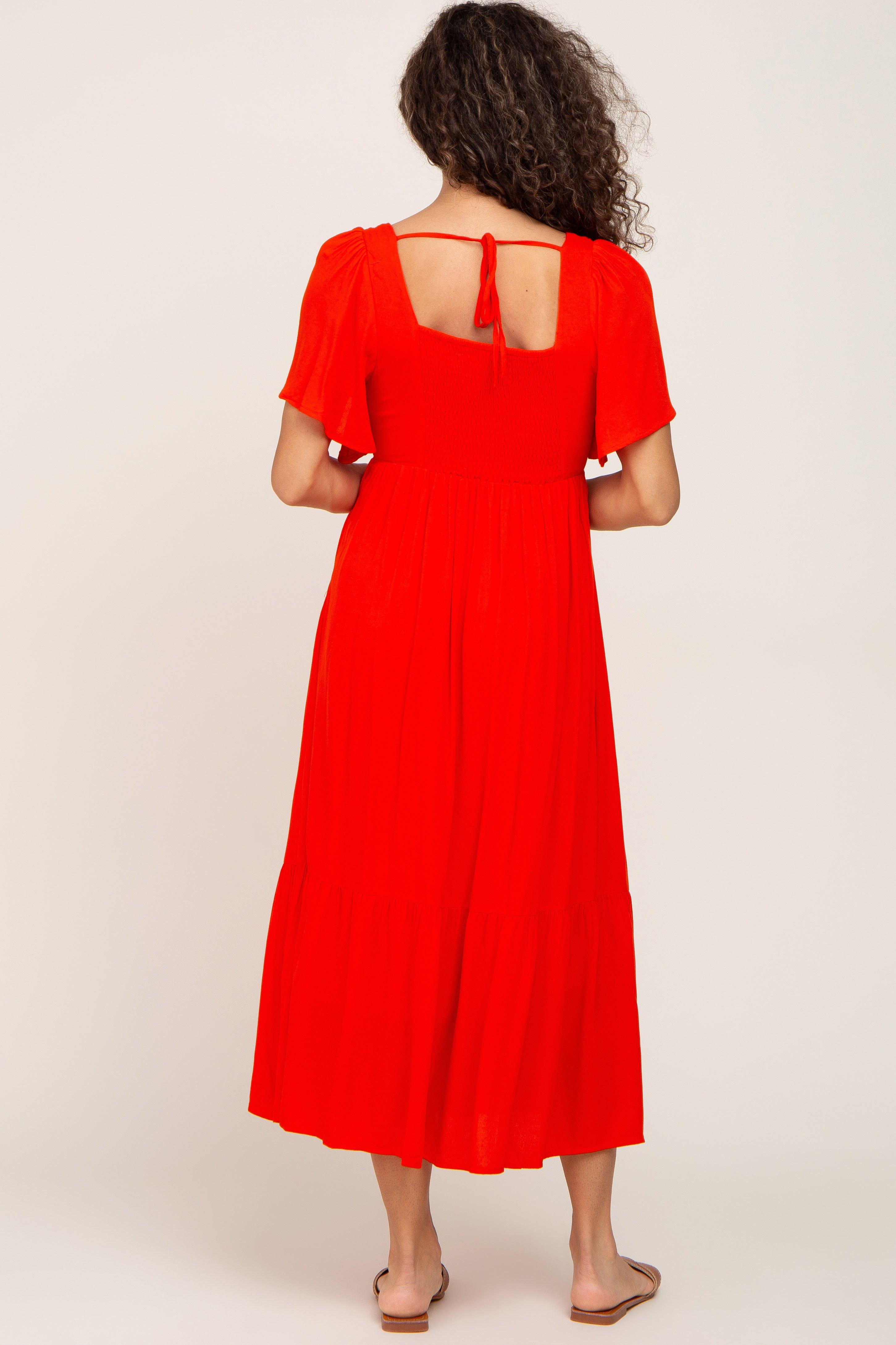 Red Button Front Midi Dress sold by Pinkblush product image thumbnail 3