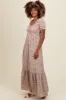 Cream Floral Button Accent Maxi Dress sold by Pinkblush
