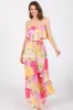 Multi-Color Floral Strapless Ruffle Wide Leg Jumpsuit sold by Pinkblush