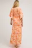 Orange Floral Smocked V-Neck Ruffle Tiered Maternity Maxi Dress sold by Pinkblush