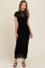 Black Floral Mesh Overlay Fitted Maxi Dress sold by Pinkblush