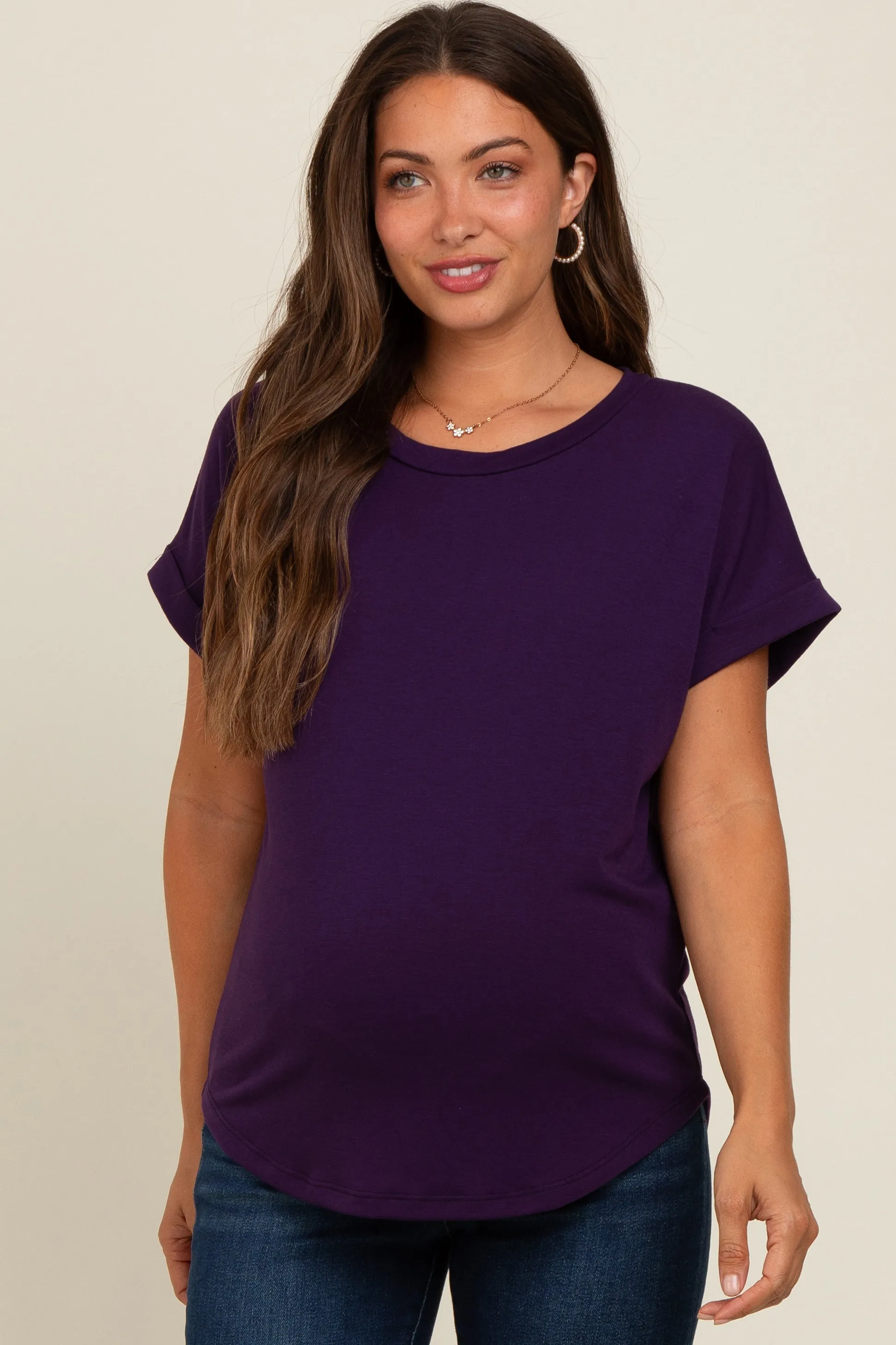Purple Cuff Sleeve Maternity Top sold by Pinkblush product image thumbnail 2