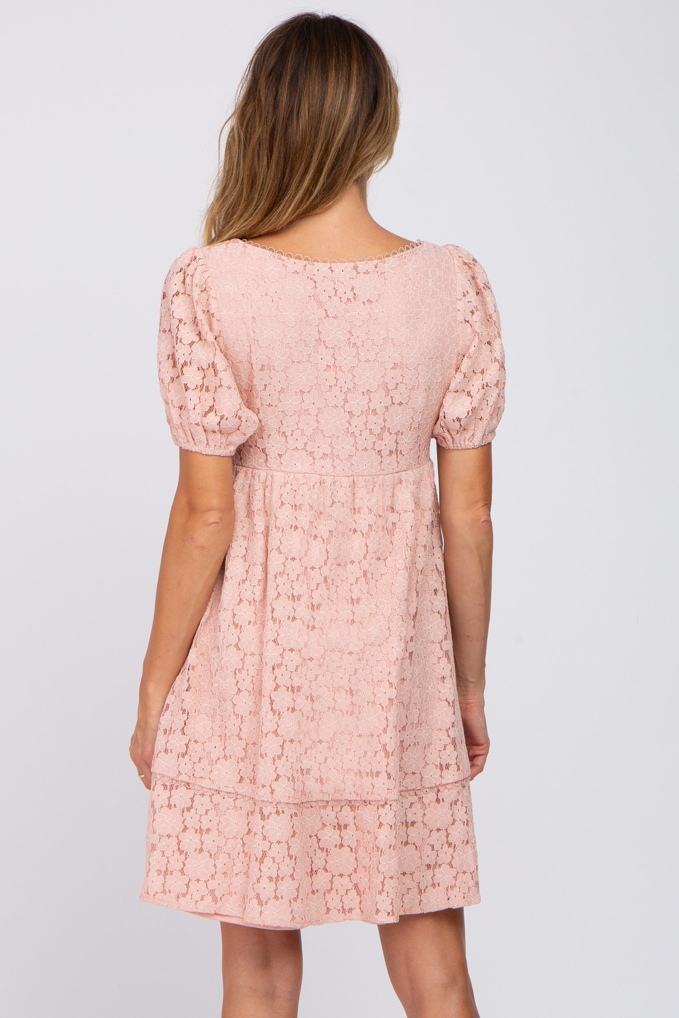 Pink Floral Lace Short Sleeve Dress sold by Pinkblush product image thumbnail 3