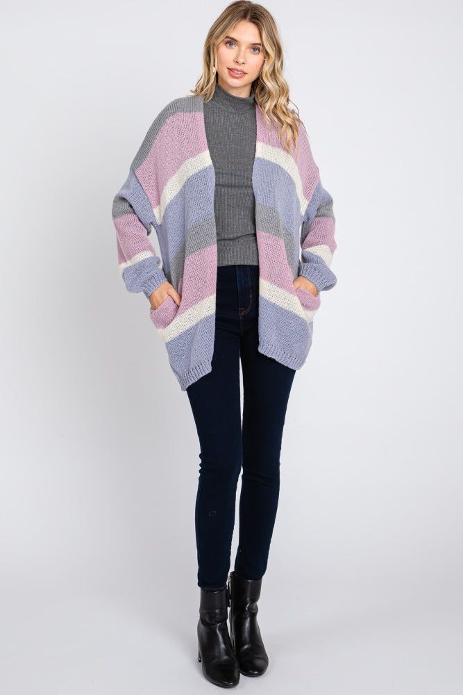 Multi-Color Striped Open Knit Cardigan sold by Pinkblush product image thumbnail 4