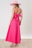 Fuchsia Scalloped Trim Cutout Back Maxi Dress sold by Pinkblush