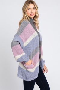 Multi-Color Striped Open Knit Cardigan sold by Pinkblush