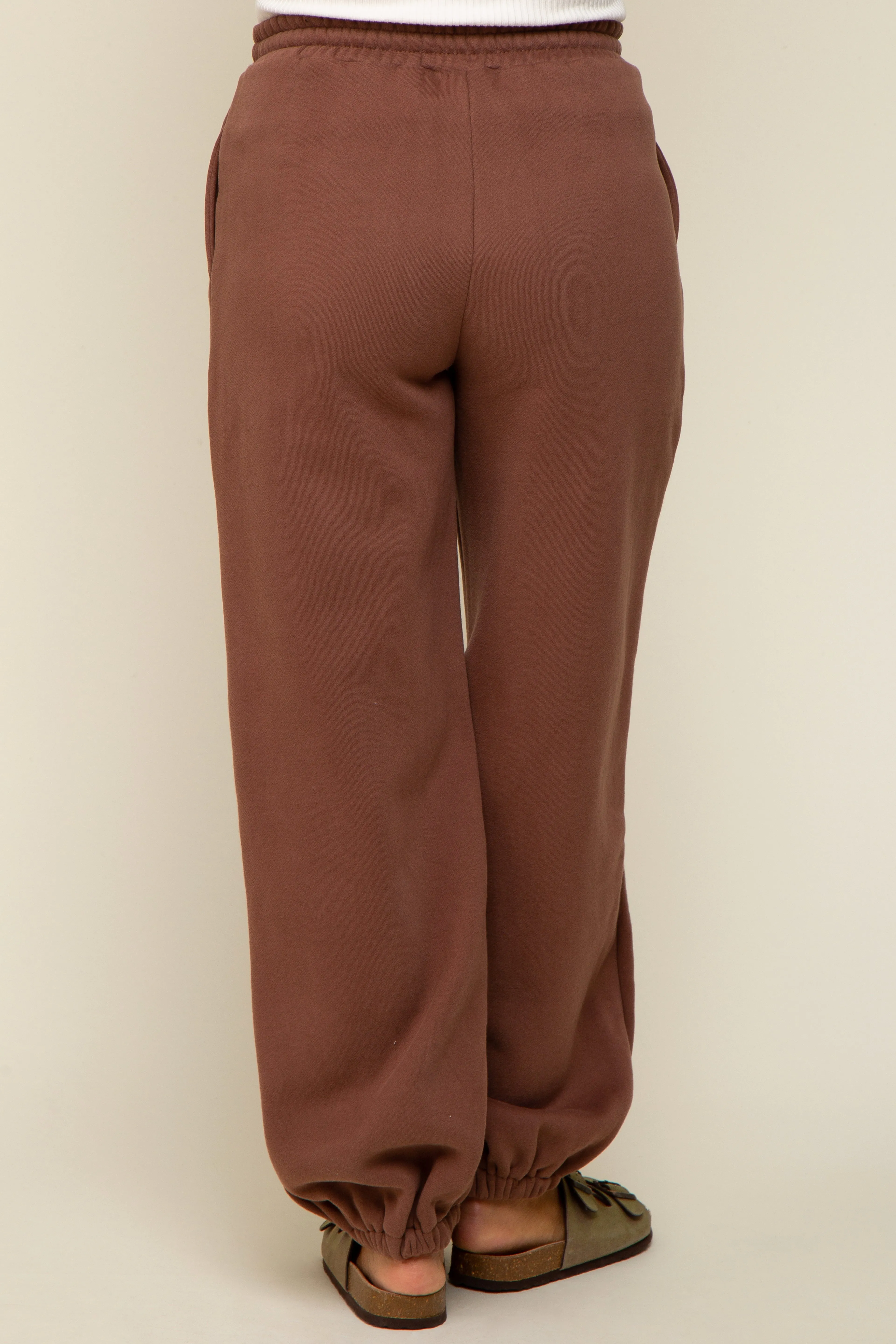 Brown Drawstring Maternity Relaxed Fit Sweatpants sold by Pinkblush product image thumbnail 5