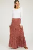 Red Floral Tiered Maternity Maxi Skirt sold by Pinkblush