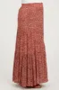 Red Floral Tiered Maternity Maxi Skirt sold by Pinkblush