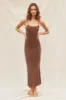 Brown Ribbed Basic Midi Dress sold by Pinkblush